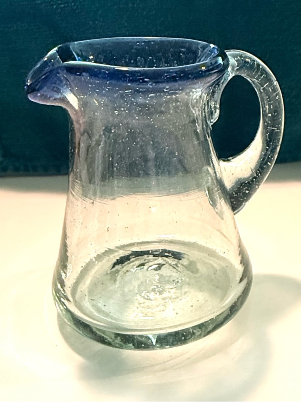 Handblown  glass creamer.Made in Mexico